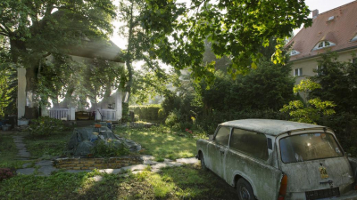 und Pflanzen in pr&auml;chtig bl&uuml;henden Farben